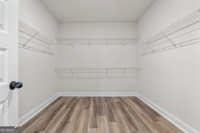 spacious closet with wood finished floors