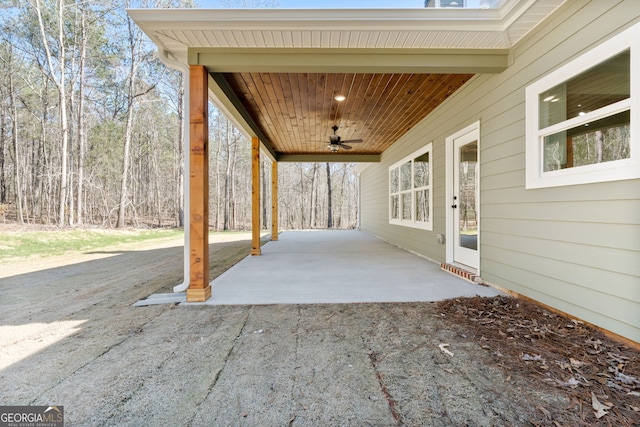 view of patio with ceiling fan