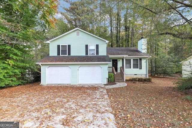 tri-level home with a garage