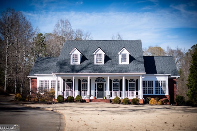 cape cod house with covered porch