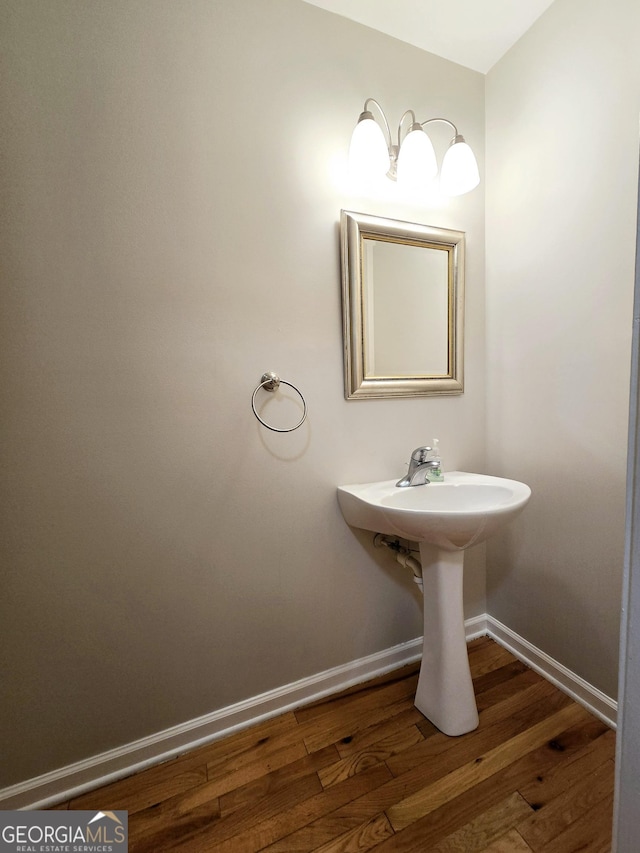 bathroom featuring wood-type flooring