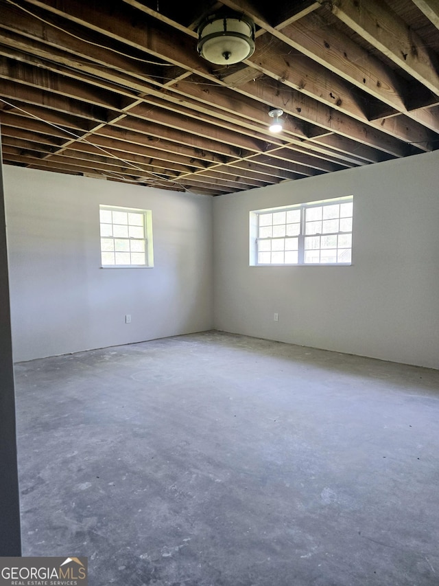 basement with a wealth of natural light