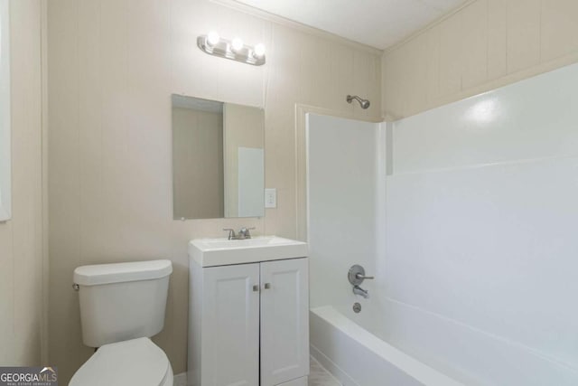 full bathroom with vanity, shower / bathing tub combination, and toilet