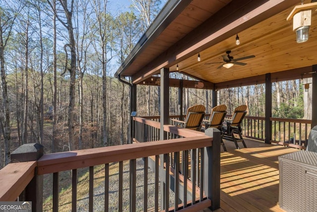 deck featuring ceiling fan