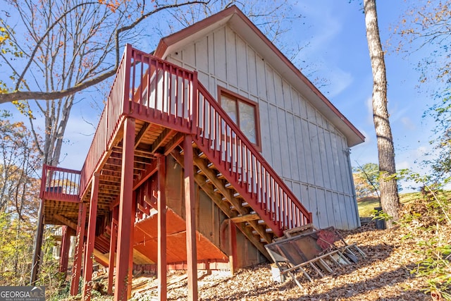 view of property exterior featuring a deck