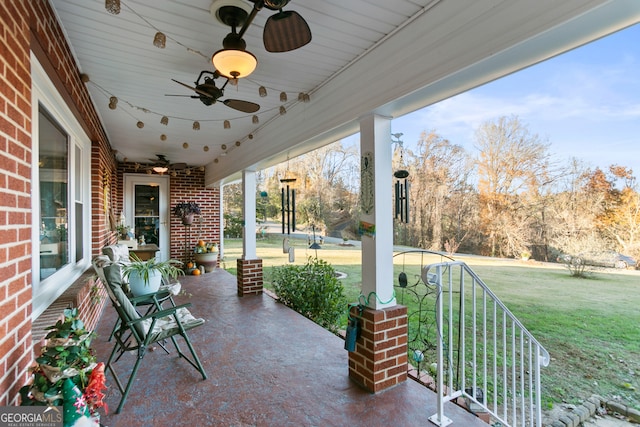 view of patio / terrace with ceiling fan