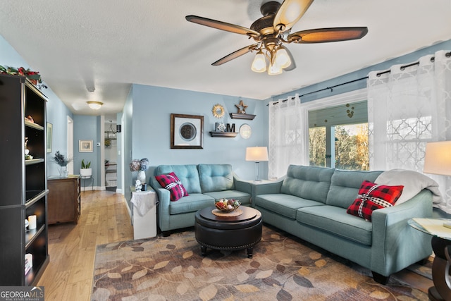 131 Logan Cir, Ellijay, GA 30540 - living room with hardwood / wood-style floors and ceiling fan
