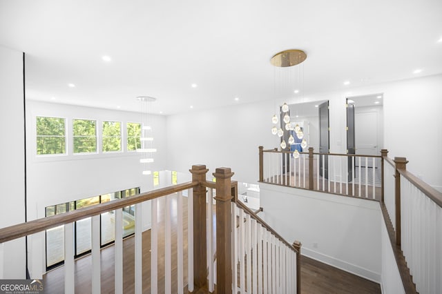 hall featuring dark wood-type flooring