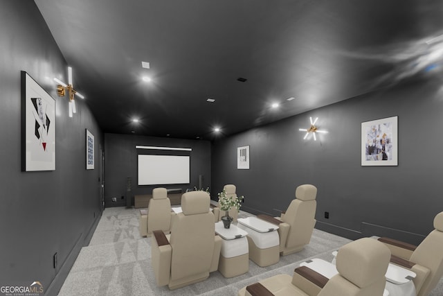 view of carpeted home theater room