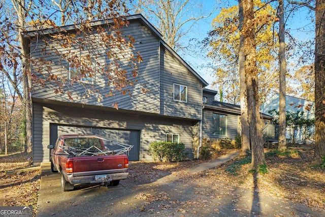 exterior space featuring a garage