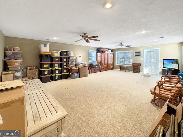 interior space featuring a textured ceiling