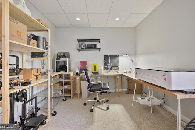 260 Wildcat Lake Dr, Lawrenceville, GA 30043 - office featuring carpet flooring, a drop ceiling, and recessed lighting