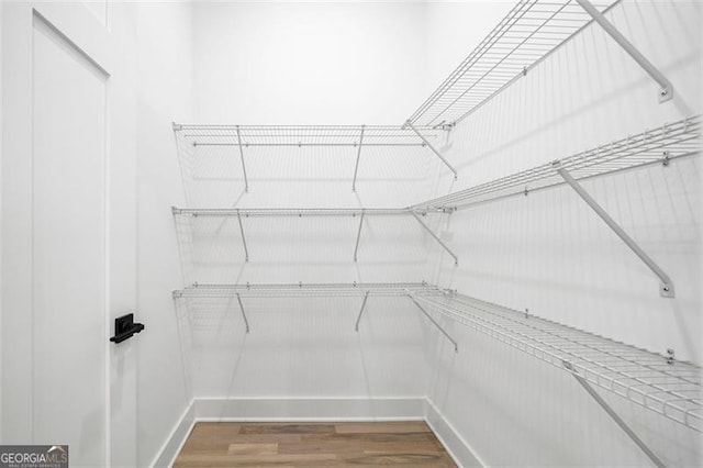 walk in closet featuring hardwood / wood-style flooring