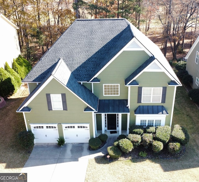 view of front of property featuring a garage