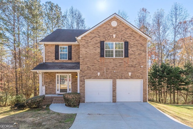 front facade with a garage