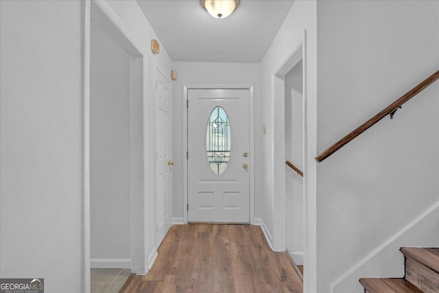 foyer entrance featuring light hardwood / wood-style floors