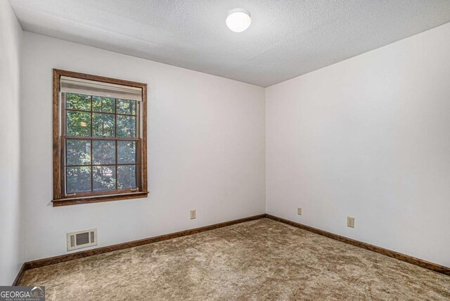 spare room with carpet flooring and a textured ceiling