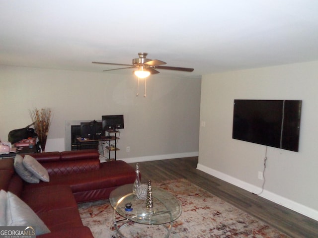 living room featuring dark hardwood / wood-style floors