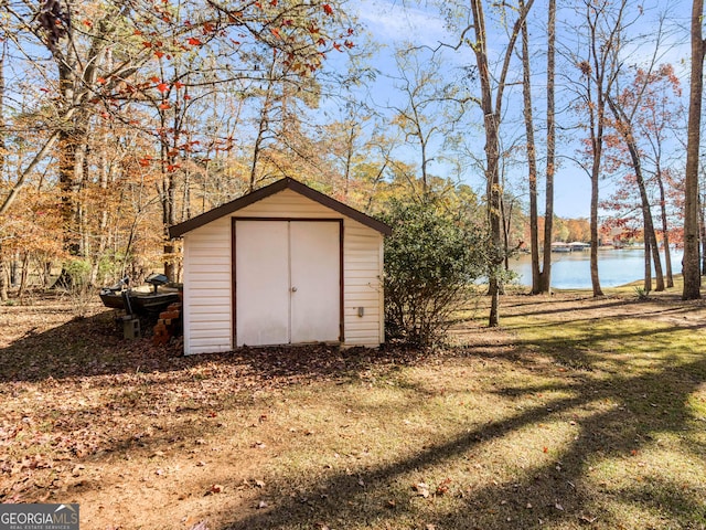 view of outdoor structure featuring a water view