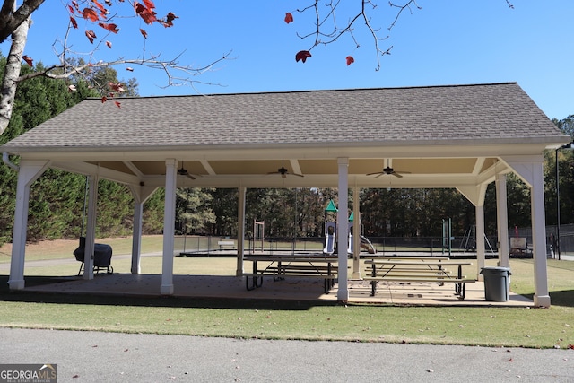 view of home's community with a gazebo, a yard, and a playground