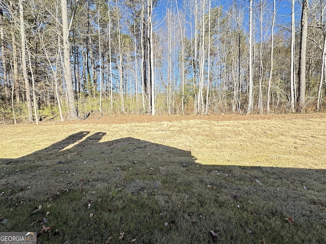 view of yard featuring a view of trees