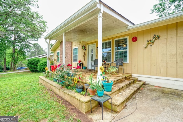 exterior space with covered porch