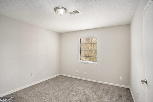 spare room with carpet flooring and a textured ceiling