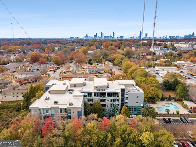 drone / aerial view with a view of city