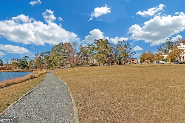 view of community featuring a water view