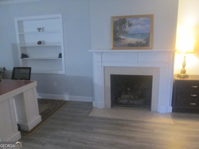 living room with hardwood / wood-style floors