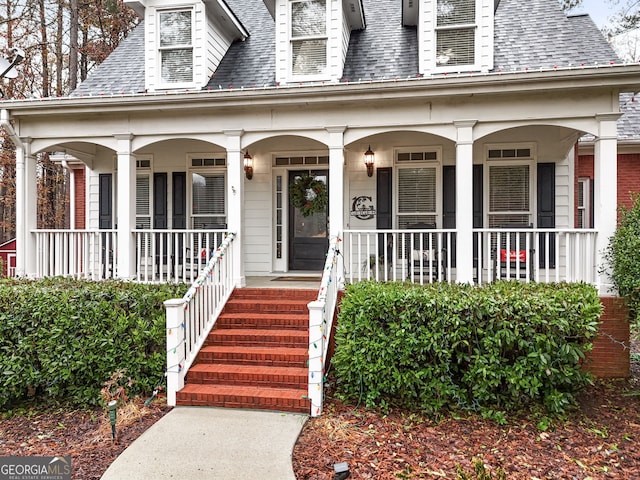 view of front facade featuring covered porch