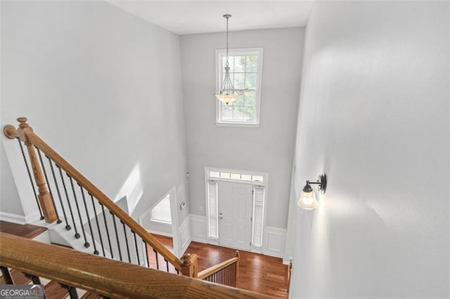 foyer with wood-type flooring