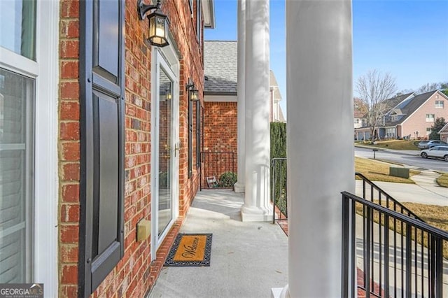 balcony featuring a porch