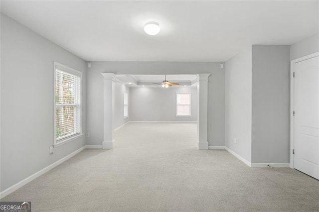 carpeted empty room with ceiling fan