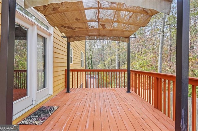 deck featuring a pergola