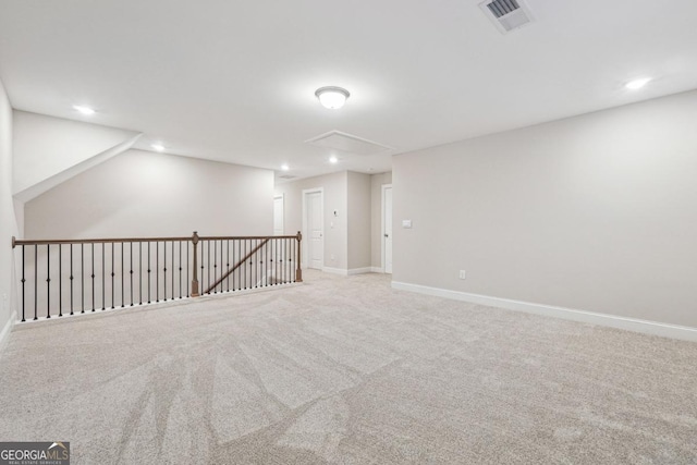 basement with light carpet