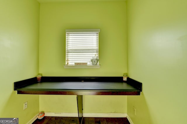 game room with dark hardwood / wood-style flooring