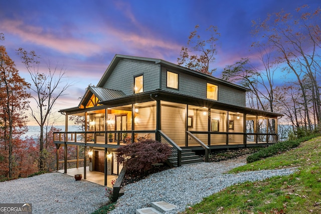 view of front of property with a garage