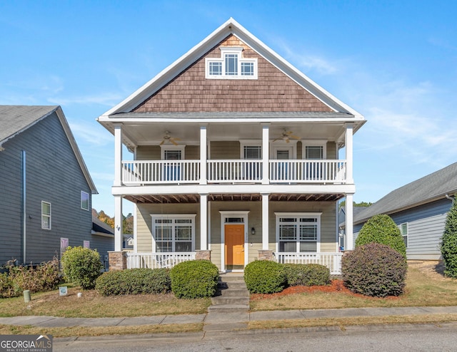 view of front of house featuring a porch and a balcony