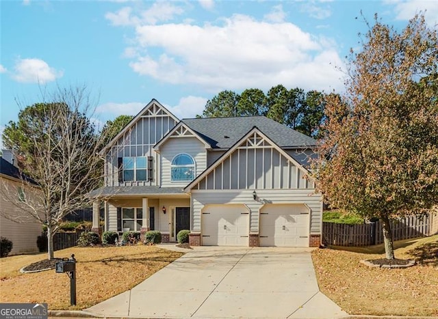 craftsman inspired home featuring a garage