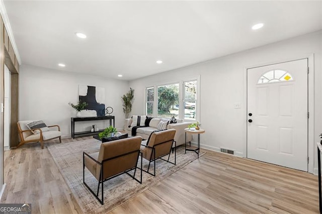 living room with light wood-type flooring