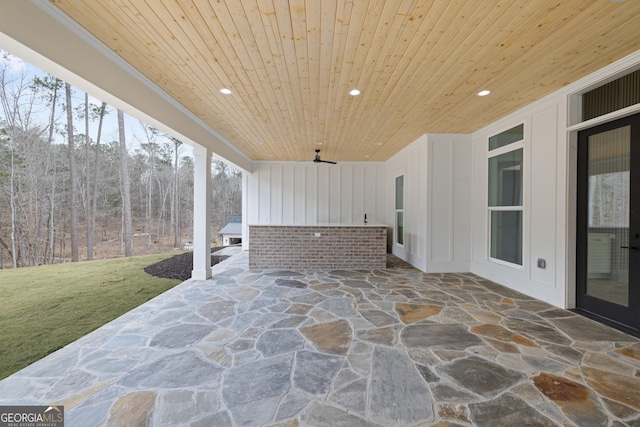 view of patio / terrace with ceiling fan