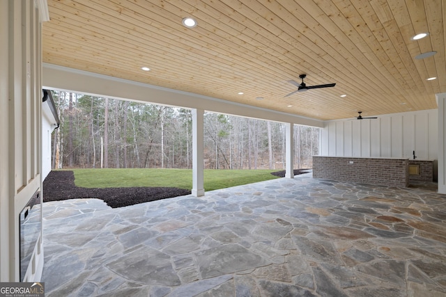 view of patio / terrace featuring a ceiling fan