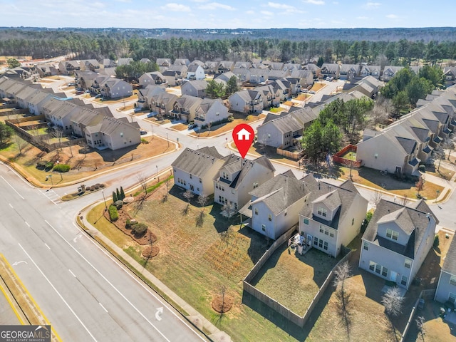 bird's eye view with a residential view