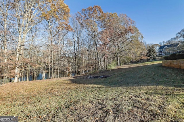 view of yard with a water view