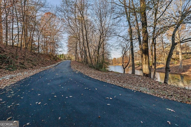 view of road featuring a water view