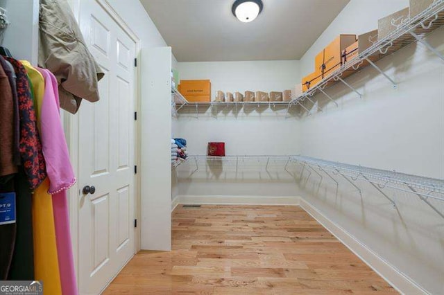 walk in closet featuring light wood-type flooring