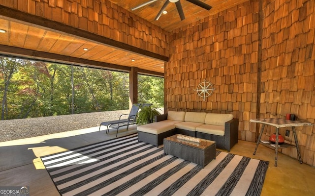 view of patio featuring outdoor lounge area and ceiling fan