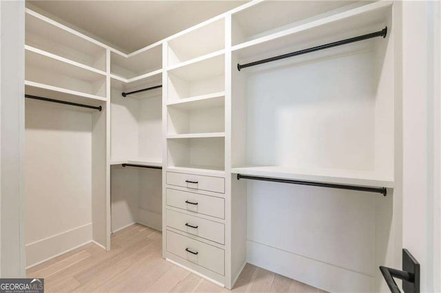 spacious closet with light wood-type flooring