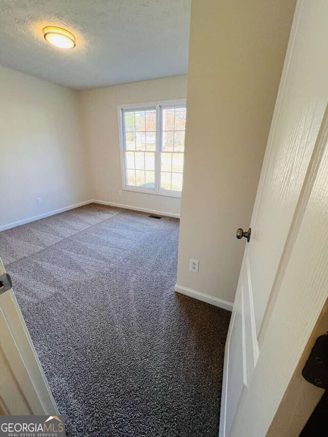 empty room featuring carpet flooring and a textured ceiling